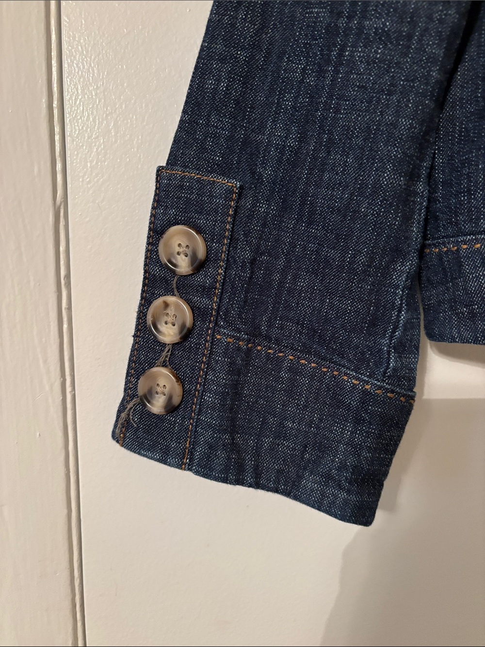 LOFT Dark Indigo Denim Open-Front Cropped Jacket - Picture 2 of 5